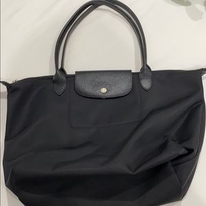Gently used long champ black nylon bag